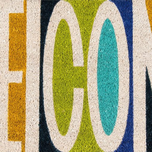 Welcome Multi Colored Pattern Graphic Door Mat - Ivory - 1'6"x2'6"