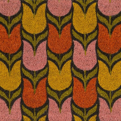 Tulips Pattern Graphic Door Mat - Violet - 1'6"x2'6"